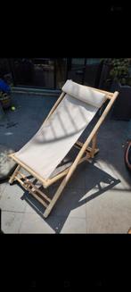 Houten Strandstoel / Ligstoel, Tuin en Terras, Ligbedden, Ophalen of Verzenden, Hout, Inklapbaar