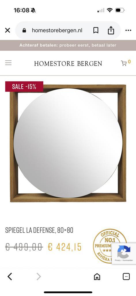 Riviera maison gold label La Defense Mirror 8080, Huis en Inrichting, Woonaccessoires | Spiegels, Nieuw, 75 tot 100 cm, Minder dan 100 cm