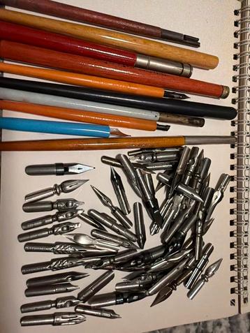 Kroontjespennen verzameling + inkt beschikbaar voor biedingen