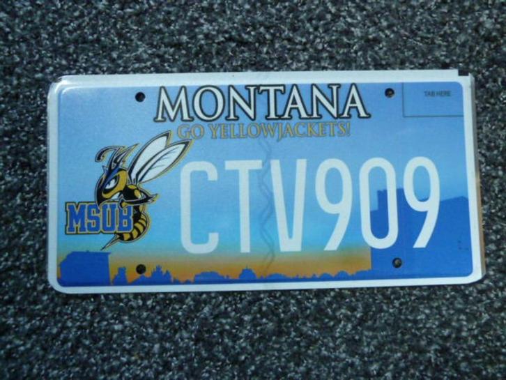 Kentekenplaat licenseplate Montana Go Yellowjackets USA, Verzamelen, Automerken, Motoren en Formule 1, Gebruikt, Auto's, Verzenden