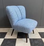 50 jaren licht blauwe fauteuil zwart gemêleerd wollen stof, Huis en Inrichting, Fauteuils, Ophalen, Minder dan 50 cm, Gebruikt