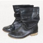 Mooie Zwart Leren Vintage Laarsjes (Maat 38) - s11 € 35,-, Zwart, Lage of Enkellaarzen, Ophalen of Verzenden, Zo goed als nieuw