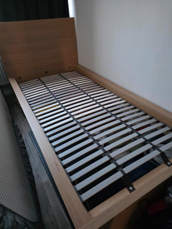 Ikea malm bed, Huis en Inrichting, Slaapkamer | Bedden, Zo goed als nieuw, Eenpersoons, 90 cm, Hout, Wit, Ophalen