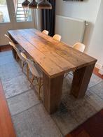 Steigerhouten eettafel 220x80 cm, Ophalen, Gebruikt, 200 cm of meer, 50 tot 100 cm
