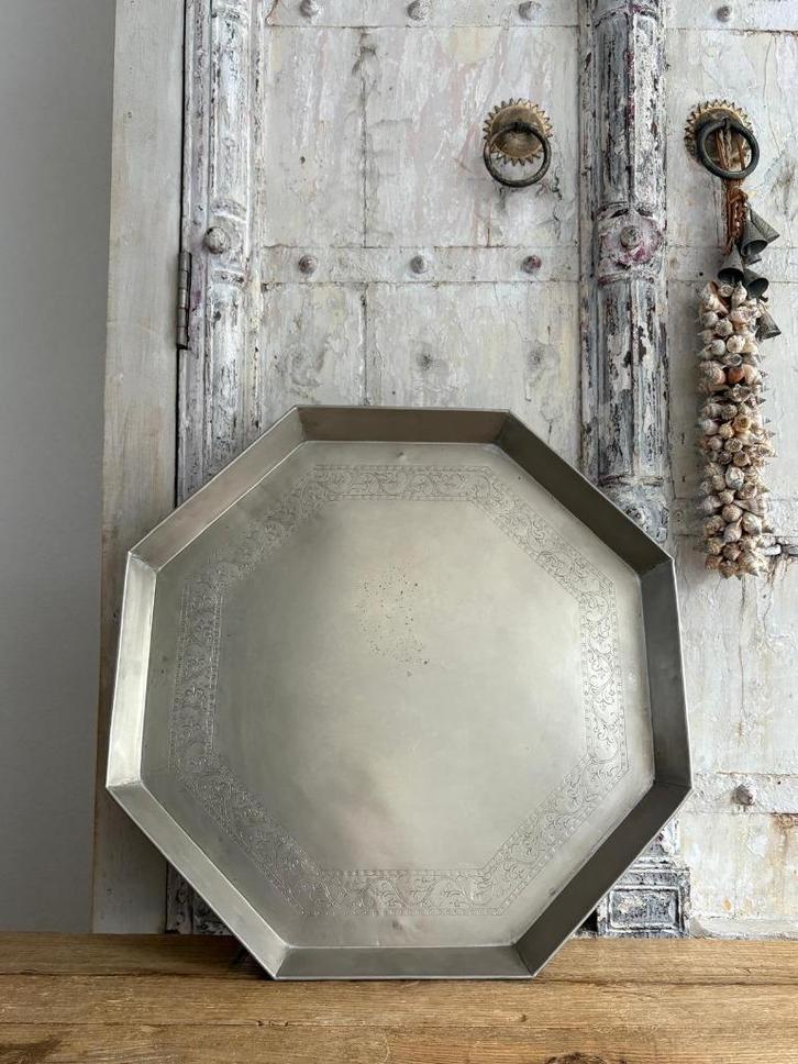 Oosters dienblad XL Ø 58cm, Huis en Inrichting, Woonaccessoires | Dienbladen, Metaal, Rond, Ophalen of Verzenden