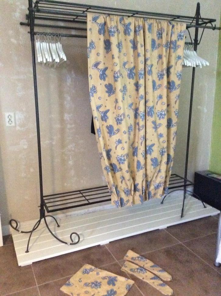 Gordijnen geel blauw, extra geplooid (226 cm), Huis en Inrichting, Stoffering | Gordijnen en Lamellen, Zo goed als nieuw, 200 cm of meer