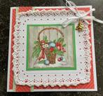 Nr 63 Kerst wenskaart met haakwerk. Kerstmand, Hobby en Vrije tijd, Kaarten | Zelfgemaakt, Ophalen of Verzenden, Nieuw, Kerst