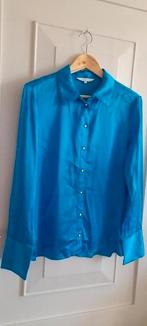YaYa azuurblauwe viscose blouse, parelmoer drukknoopjes 40, Kleding | Dames, Blouses en Tunieken, Maat 38/40 (M), Zo goed als nieuw