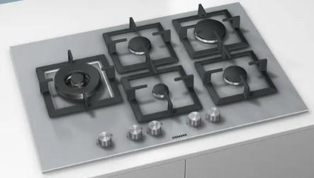 Siemens EC875SC21N 5-pits gaskookplaat met wokbrander, Witgoed en Apparatuur, Kookplaten, Zo goed als nieuw, Inbouw, Gas, 5 kookzones of meer