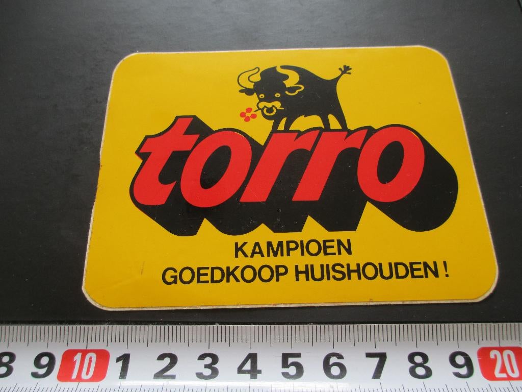 sticker TORRO kampioen goedkoop huishouden - supermarkt, Verzamelen, Ophalen, Zo goed als nieuw