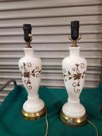 tafellampen wit met bronzen bloemen,, Ophalen of Verzenden, 'T Olde Gre-j, Info@toldegrej.nl, Endepoelstraat 20f Didam