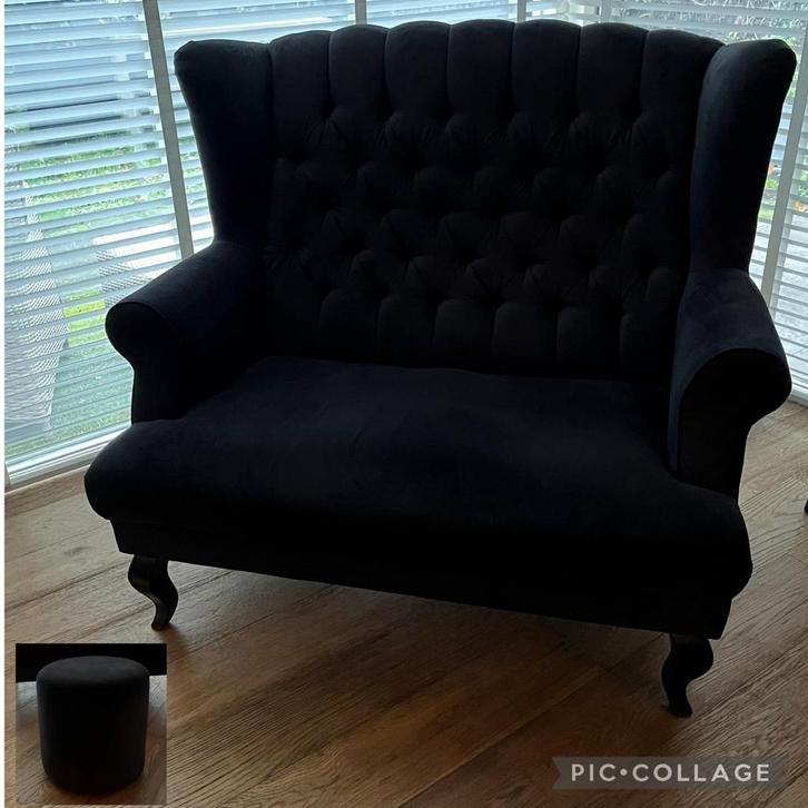 LOVECHAIR EN HOCKER, Huis en Inrichting, Fauteuils, Zo goed als nieuw, Stof, 75 tot 100 cm, Ophalen