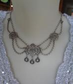 zilveren choker ketting [302], Met hanger, Verzenden, Zo goed als nieuw, Zilver