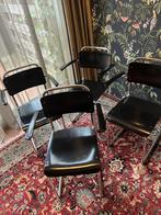 Gispen, 201, zwart, hout, 4 stuks, chroom, Huis en Inrichting, Stoelen, Ophalen, Gebruikt, Zwart, Vier