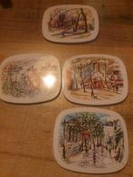 Set van 4 Vintage Onderzetters met Parijse Scènes, Ophalen of Verzenden, Gebruikt, Glas of Kopje