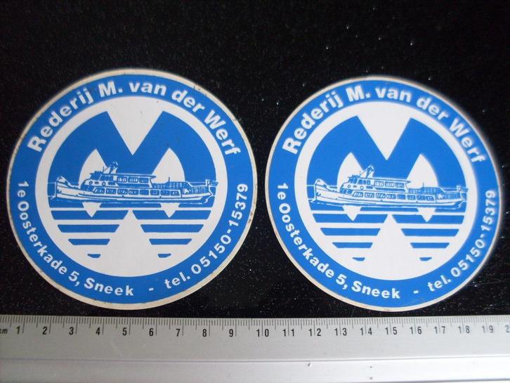 2x sticker rederij M. van der Werf sneek logo, Verzamelen, Stickers, Zo goed als nieuw, Bedrijf of Vereniging, Verzenden
