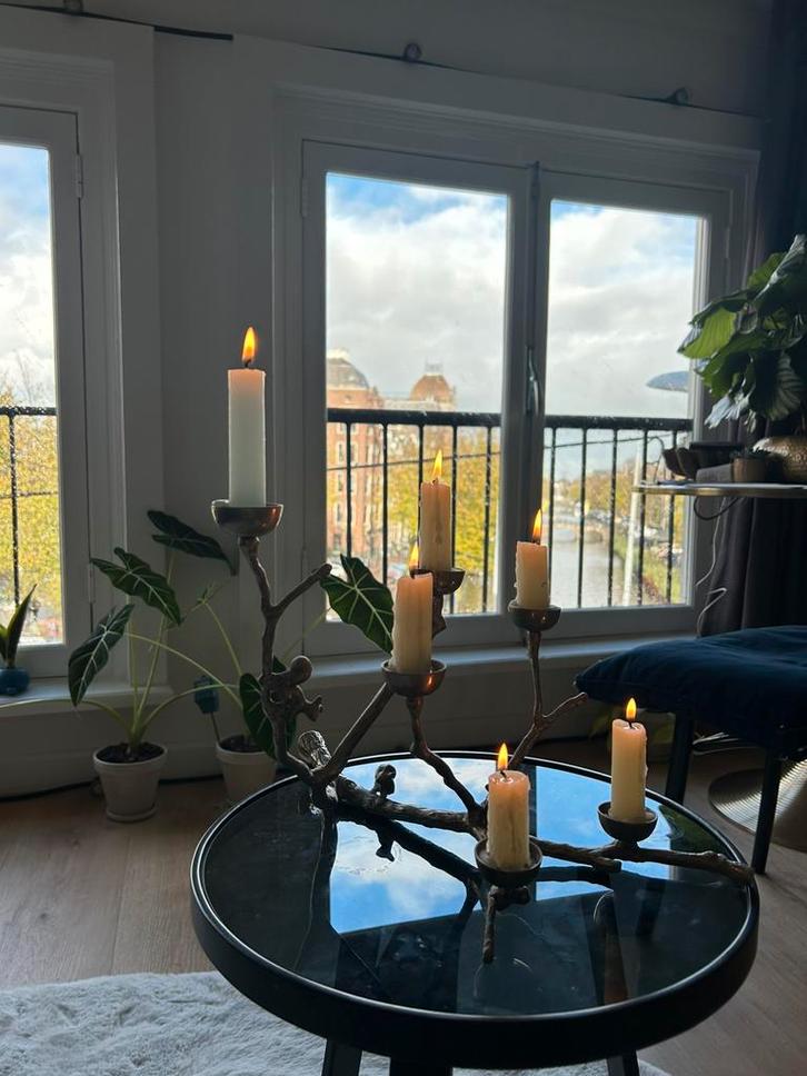 Kandelaar tak met eekhoorns polls pot zilver, Huis en Inrichting, Stoffering | Vloerbedekking, Zo goed als nieuw, Overige typen