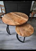 Ronde Salontafeltjes Mango Hout Set, Ophalen, Gebruikt, Rond, Industrieel