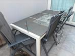 Tuintafel aluminium natuursteen 212x 96, Ophalen, Gebruikt, Rechthoekig, Aluminium