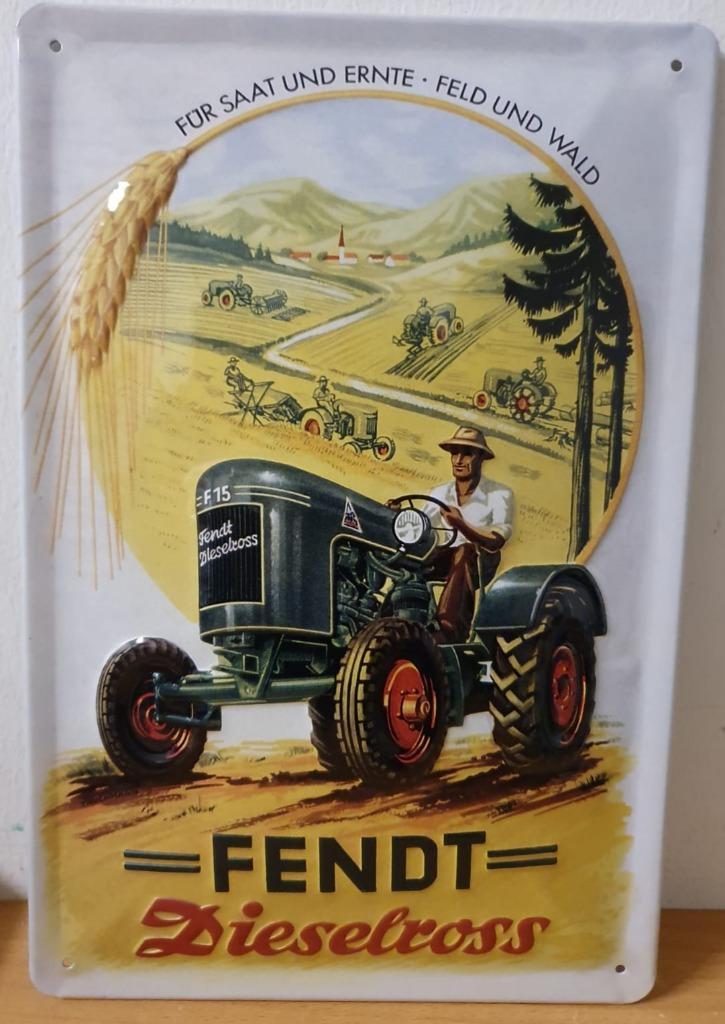 Fendt Dieselross tractor relief reclamebord van metaal deco, Verzamelen, Merken en Reclamevoorwerpen, Nieuw, Reclamebord, Verzenden