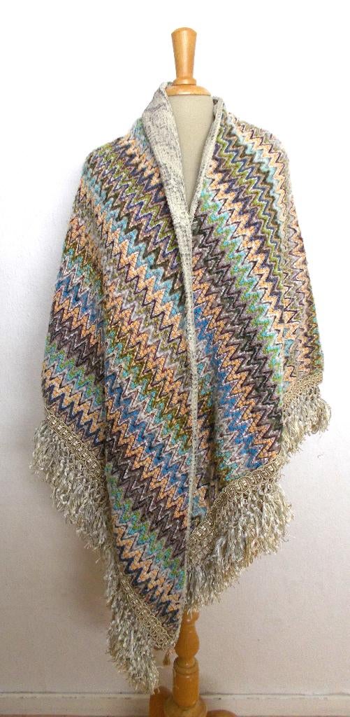 Ibiza/hippie/ethnic mooie kleuren grote poncho/top! L/XL, Verzenden, Zo goed als nieuw, Maat 42/44 (L), Bruin