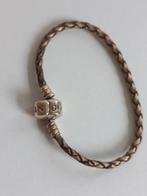 Pandora armbandje zilver en leer, Ophalen of Verzenden, Gebruikt, Zilver, Zilver