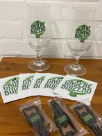 De Groene Buizerd bier - 2 glazen + 3 openers + 5 stikkers., Ophalen of Verzenden, Nieuw, Glas of Glazen, Overige merken