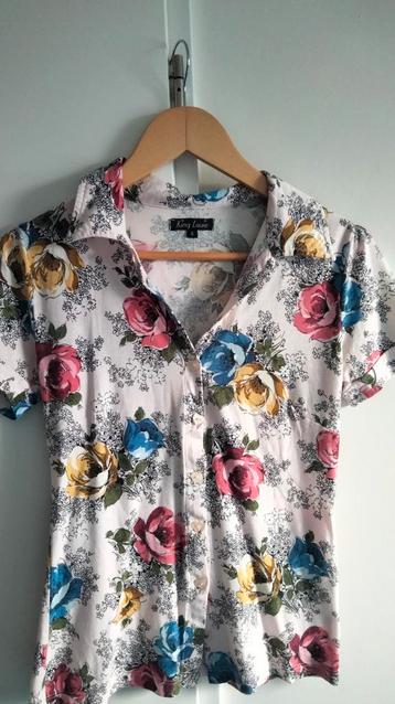 King Louie blouse zachtroze met roosjes maat S beschikbaar voor biedingen
