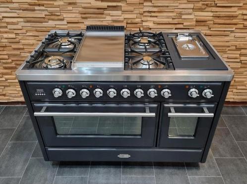 Luxe Fornuis Boretti Majestic 120cm antraciet friteuse, Witgoed en Apparatuur, Fornuizen, Zo goed als nieuw, Vrijstaand, Gas, 5 kookzones of meer