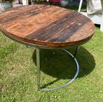 Stoere industriele salontafel, Huis en Inrichting, Tafels | Salontafels, Ophalen, Rond, 50 tot 100 cm, Zo goed als nieuw