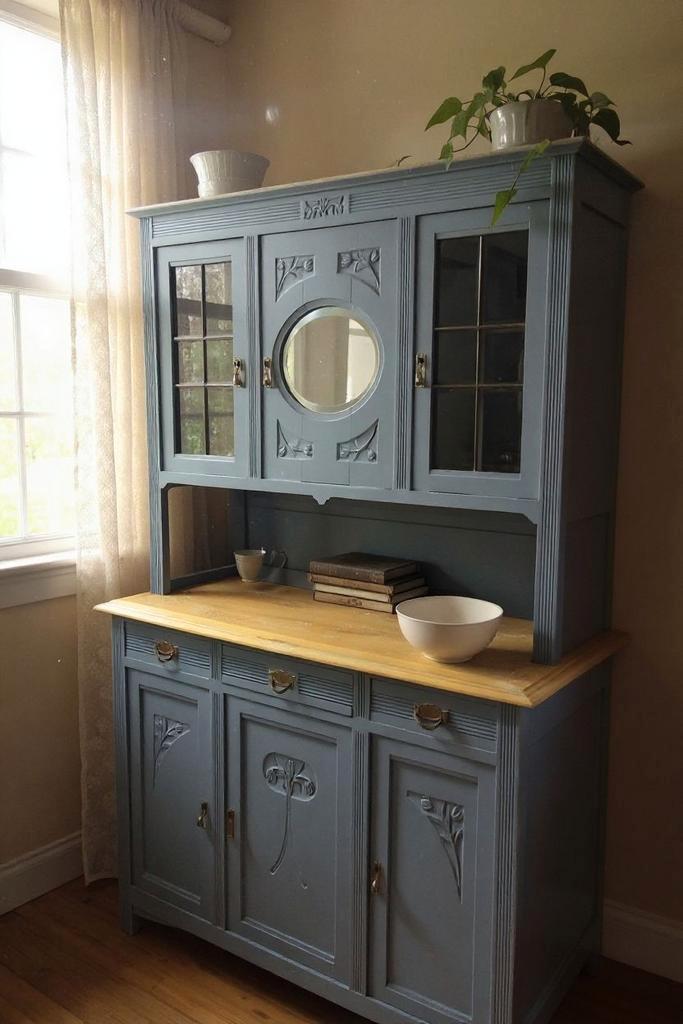 Karaktervolle antieke buffetkast in Stone Blue, Huis en Inrichting, Kasten | Buffetkasten, Gebruikt, 200 cm of meer, 100 tot 150 cm