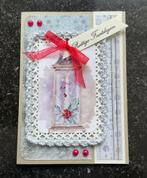 Nr 53 Kerst wenskaart met haakwerk Lantaarn, Hobby en Vrije tijd, Kaarten | Zelfgemaakt, Ophalen of Verzenden, Nieuw, Kerst