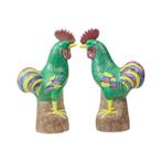 Koppel Geglazuurde Polychrome Hanen Chinees Porselein 34cm, Antiek en Kunst, Antiek | Porselein, Ophalen of Verzenden