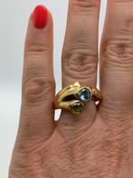 V835 Prachtige zilveren ring goudkleur maat 20, 20 of groter, Ophalen of Verzenden, X, Met edelsteen
