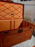 Hutkoffer reiskist canvas metalen hoekbeschermers 19e eeuw, Antiek en Kunst, Ophalen