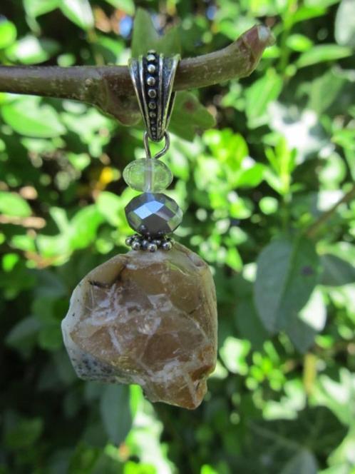 Hanger Rough Opaal ruwe brok-kristalglas zilver, Sieraden, Tassen en Uiterlijk, Kettinghangers, Nieuw, Zilver, Geel, Overige voorstellingen