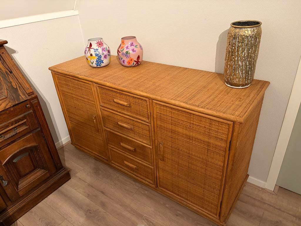 Vintage rotan dressoir, Huis en Inrichting, Kasten | Dressoirs, Ophalen, Overige materialen, Gebruikt, Vintage rotan