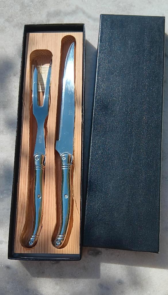 Vintage trancheer set van LAGUIOLE INOX, Huis en Inrichting, Keuken | Bestek, Zo goed als nieuw, Los bestek, Rvs of Chroom, Vaatwasserbestendig