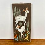 Vintage keramieken wandtegel hertjes, Ophalen of Verzenden