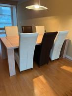 GRATIS 6 leren eetstoelen, Ophalen, Gebruikt, Wit, Vier