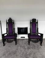 Koningsstoelen Keizerstoelen Donker Hout Paarse Bekleding, Antiek en Kunst, Antiek | Meubels | Stoelen en Banken, Ophalen