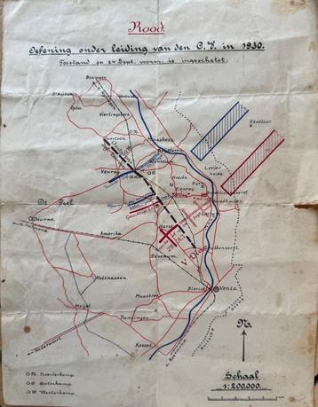 militaire plattegrond, landkaart oefening 1930 limburg beschikbaar voor biedingen