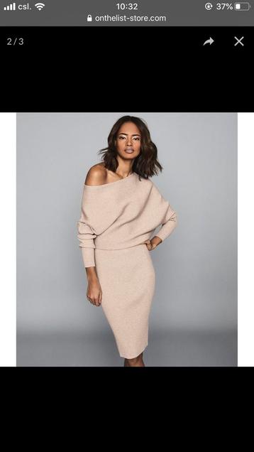 Reiss beige gebreide jurk M beschikbaar voor biedingen