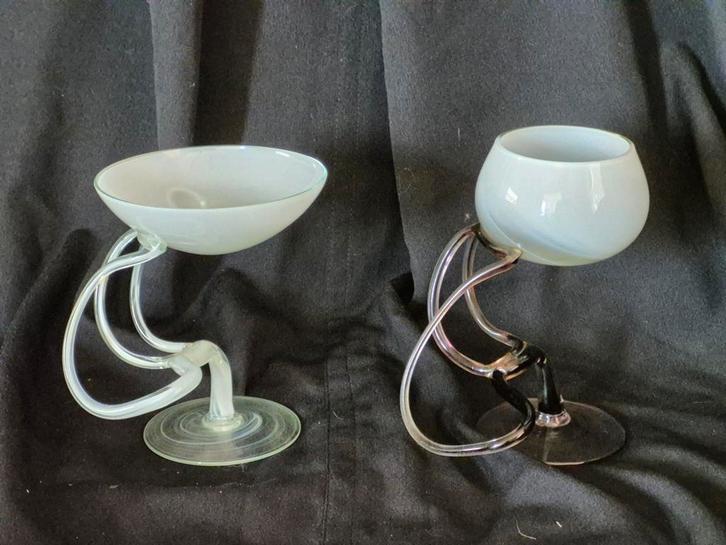 2x jozefina krosno glas art octopus schaaltjes, Antiek en Kunst, Antiek | Glas en Kristal, Ophalen of Verzenden