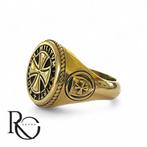 Tempeliers ring 925 zilver 18K Verguld – zegelring, 20 of groter, Heer, Nieuw, Ophalen of Verzenden