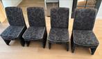 4 eetkamelstoelen met wieltjes Goossens bloemmotief, Huis en Inrichting, Stoelen, Zwart, Ophalen of Verzenden, Zo goed als nieuw