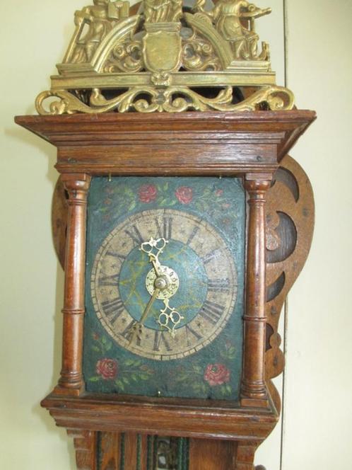 Oer 06160 vroeg 18e eeuwse Zaanse klok met uitgezaagde plank, Antiek en Kunst, Antiek | Klokken, Ophalen