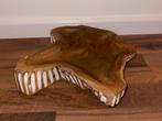 Houten schaal met witte strepen / +/- 30cm, Ophalen of Verzenden