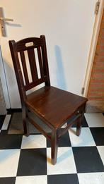 4 stuks houten eettafel stoelen, Vijf, Zes of meer stoelen, Gebruikt, Bruin, Hout