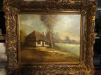 olieverf boerenlandschap met mooie lijst (Matheve), Antiek en Kunst, Kunst | Schilderijen | Klassiek, Ophalen